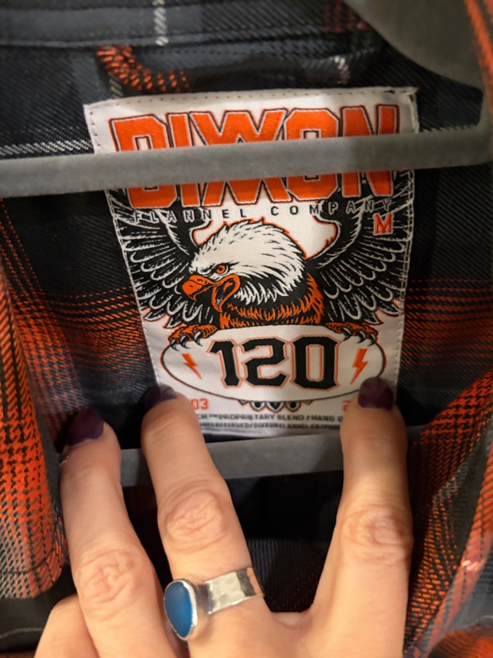 DIXXON Gray and Orange Plaid Button-Down Shirt - Picture 4 of 4